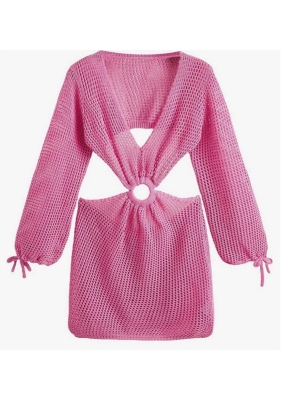 Pink Cutout Knit Cover Up Dress - Women